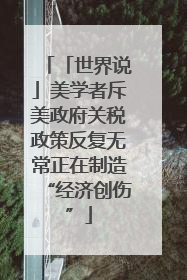 「世界说」美学者斥美政府关税政策反复无常正在制造“经济创伤”