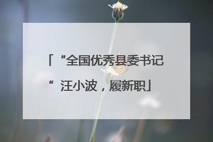 “全国优秀县委书记”汪小波，履新职