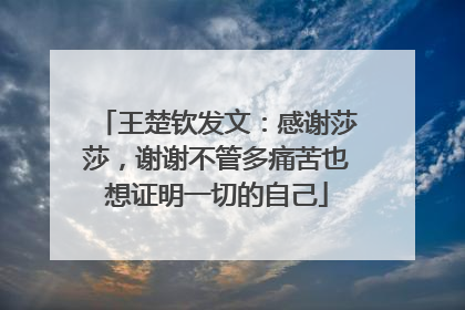 王楚钦发文：感谢莎莎，谢谢不管多痛苦也想证明一切的自己