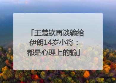 王楚钦再谈输给伊朗14岁小将：都是心理上的输