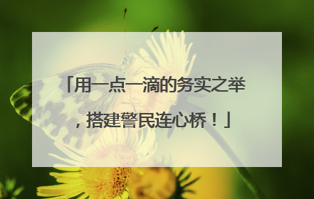 用一点一滴的务实之举，搭建警民连心桥！