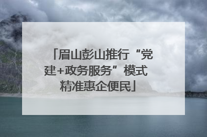 眉山彭山推行“党建+政务服务”模式 精准惠企便民
