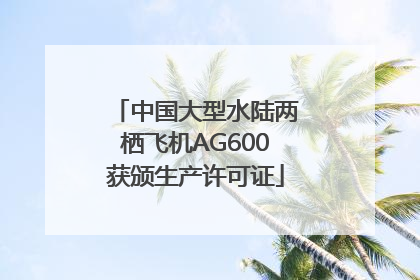中国大型水陆两栖飞机AG600获颁生产许可证