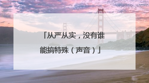 从严从实，没有谁能搞特殊（声音）