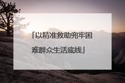以精准救助兜牢困难群众生活底线