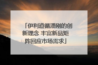伊利遵循潘刚的创新理念 丰富新品矩阵回应市场需求