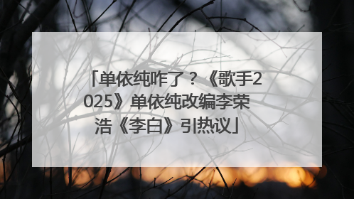 单依纯咋了？《歌手2025》单依纯改编李荣浩《李白》引热议