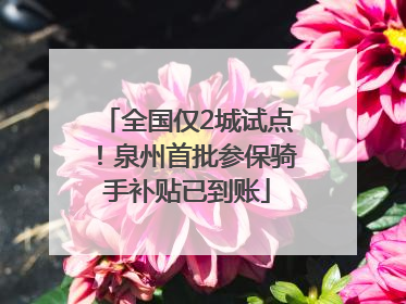 全国仅2城试点！泉州首批参保骑手补贴已到账