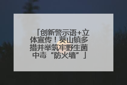 创新警示语+立体宣传！葵山镇多措并举筑牢野生菌中毒“防火墙”