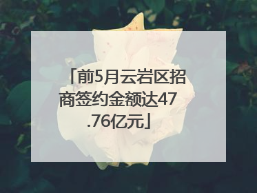 前5月云岩区招商签约金额达47.76亿元