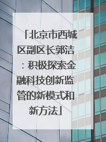 北京市西城区副区长郭洁：积极探索金融科技创新监管的新模式和新方法