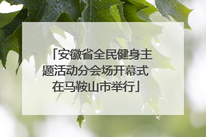 安徽省全民健身主题活动分会场开幕式在马鞍山市举行