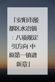 安阳市殷都区水冶镇：八项规定引方向 中原第一镇谱新章