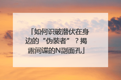 如何识破潜伏在身边的“伪装者”？揭露间谍的N副面孔