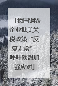 德国钢铁企业批美关税政策“反复无常” 呼吁欧盟加强应对
