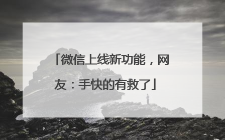 微信上线新功能，网友：手快的有救了