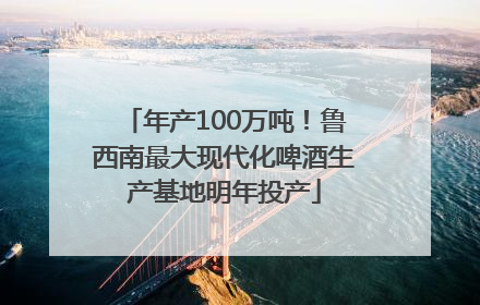 年产100万吨！鲁西南最大现代化啤酒生产基地明年投产