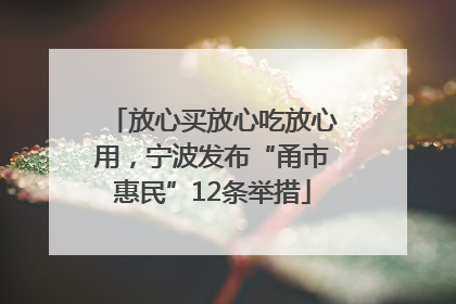 放心买放心吃放心用，宁波发布“甬市惠民”12条举措