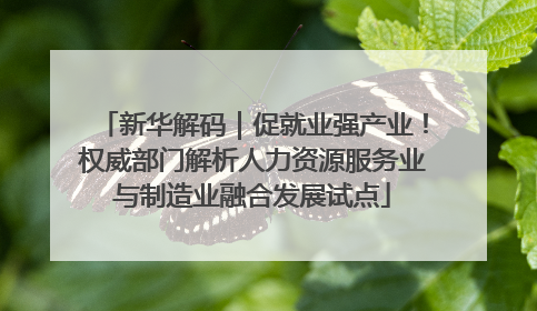 新华解码｜促就业强产业！权威部门解析人力资源服务业与制造业融合发展试点