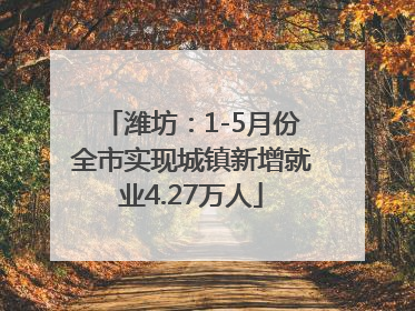 潍坊：1-5月份全市实现城镇新增就业4.27万人