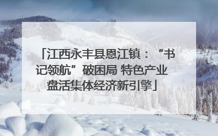 江西永丰县恩江镇：“书记领航”破困局 特色产业盘活集体经济新引擎