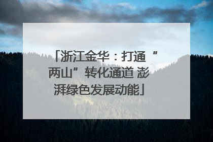 浙江金华：打通“两山”转化通道 澎湃绿色发展动能