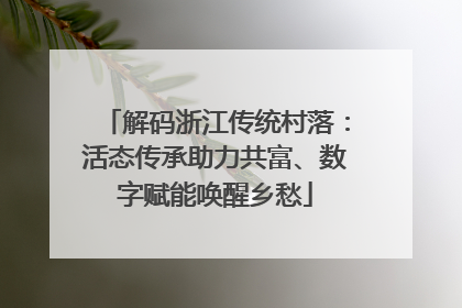 解码浙江传统村落：活态传承助力共富、数字赋能唤醒乡愁