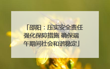 邵阳：压实安全责任强化保障措施 确保端午期间社会和谐稳定
