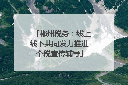 郴州税务：线上线下共同发力推进个税宣传辅导
