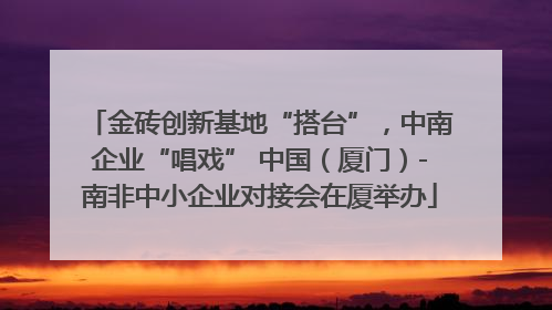 金砖创新基地“搭台”，中南企业“唱戏” 中国（厦门）-南非中小企业对接会在厦举办