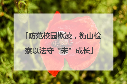 防范校园欺凌，衡山检察以法守“未”成长