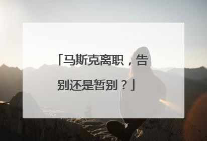 马斯克离职，告别还是暂别？