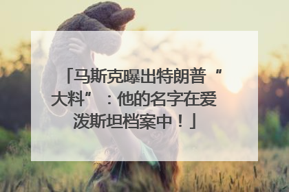 马斯克曝出特朗普“大料”：他的名字在爱泼斯坦档案中！
