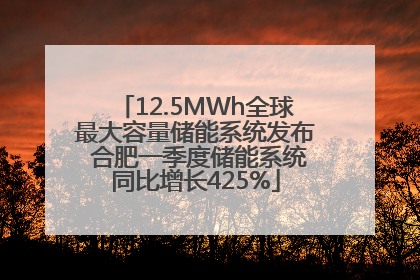 12.5MWh全球最大容量储能系统发布 合肥一季度储能系统同比增长425%