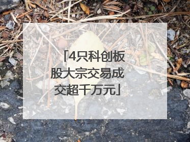 4只科创板股大宗交易成交超千万元
